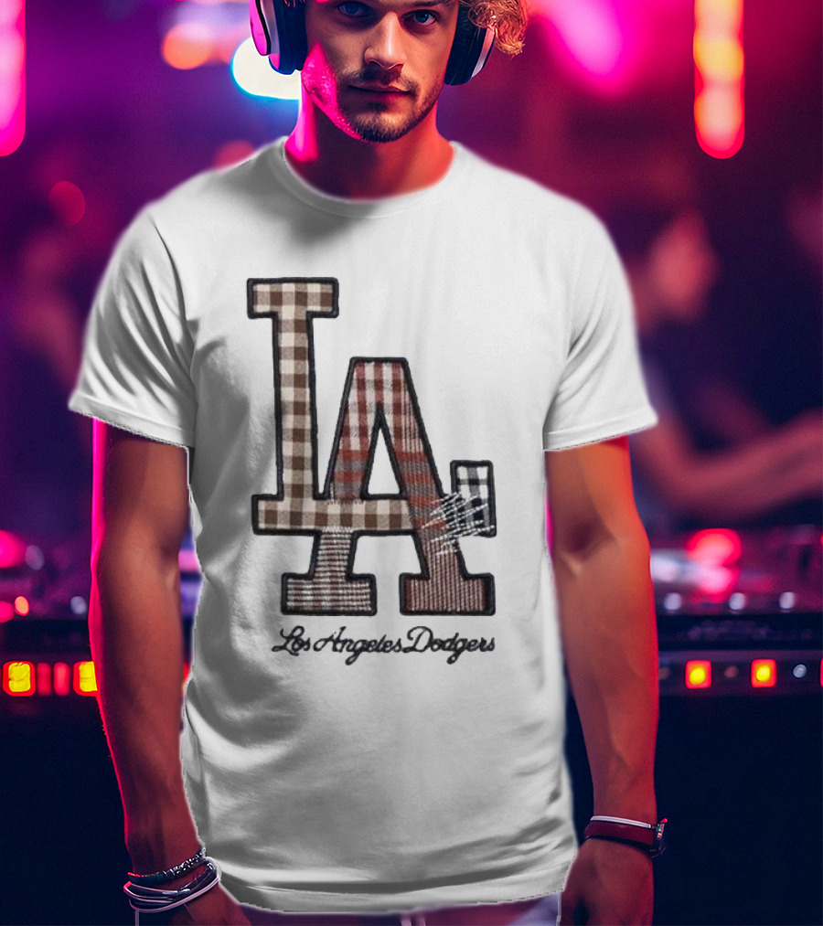 Los Angeles Dodgers Preppy Plaid LA T-Shirt