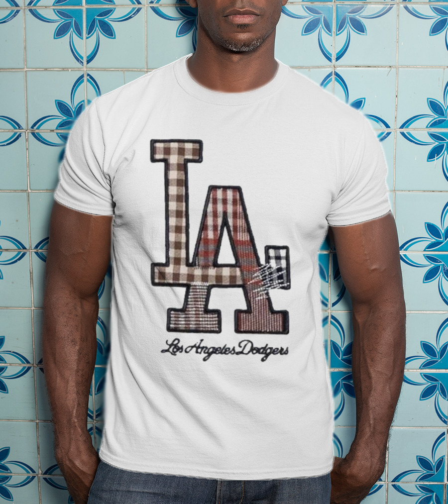 Los Angeles Dodgers Preppy Plaid LA T-Shirt