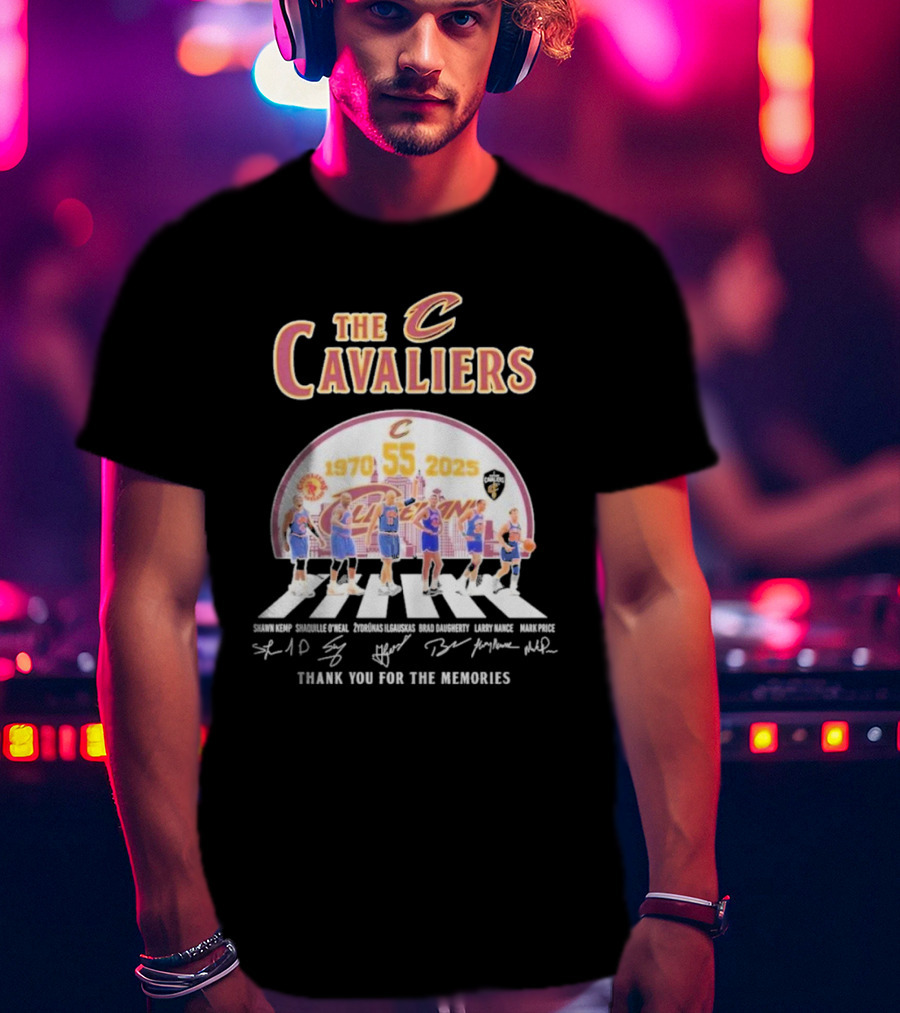 The Cavaliers 55 Years 1970-2025 Shawn Kemp Shaquille O'Neal Zydrunas Ilgauskas Brad Daugherty Larry Nance Mark Price Thank You For The Memories T-Shirt