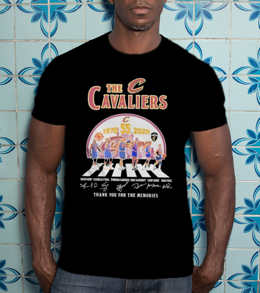 The Cavaliers 55 Years 1970-2025 Shawn Kemp Shaquille O'Neal Zydrunas Ilgauskas Brad Daugherty Larry Nance Mark Price Thank You For The Memories T-Shirt