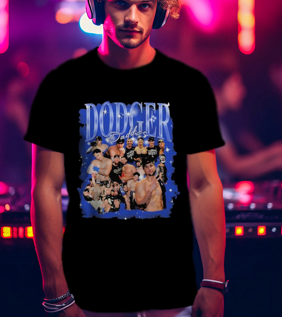 Dodger Daddies Starry Blue Team Icons Compilation T-Shirt