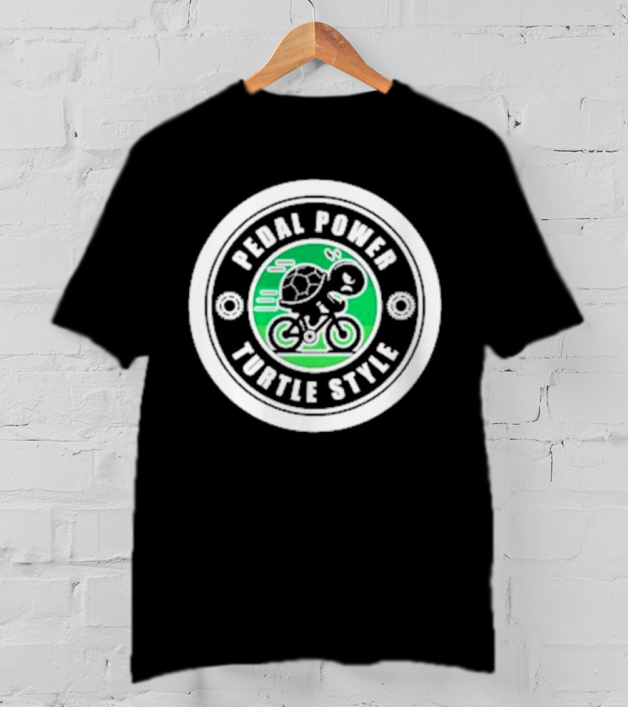 Pedal Power Turtle Style Bike Riding Speed Badge T-Shirt