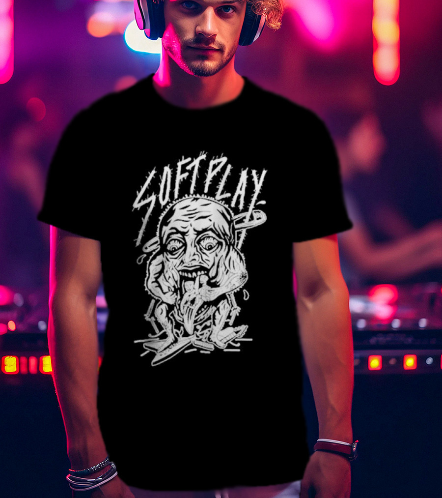 Soft Play Punk Monster Face Eating Muscly Figure T-Shirt