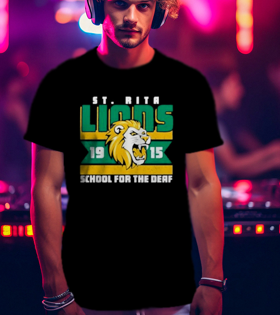 St. Rita Lions 1915 School For The Deaf Roaring Lion Emblem T-Shirt