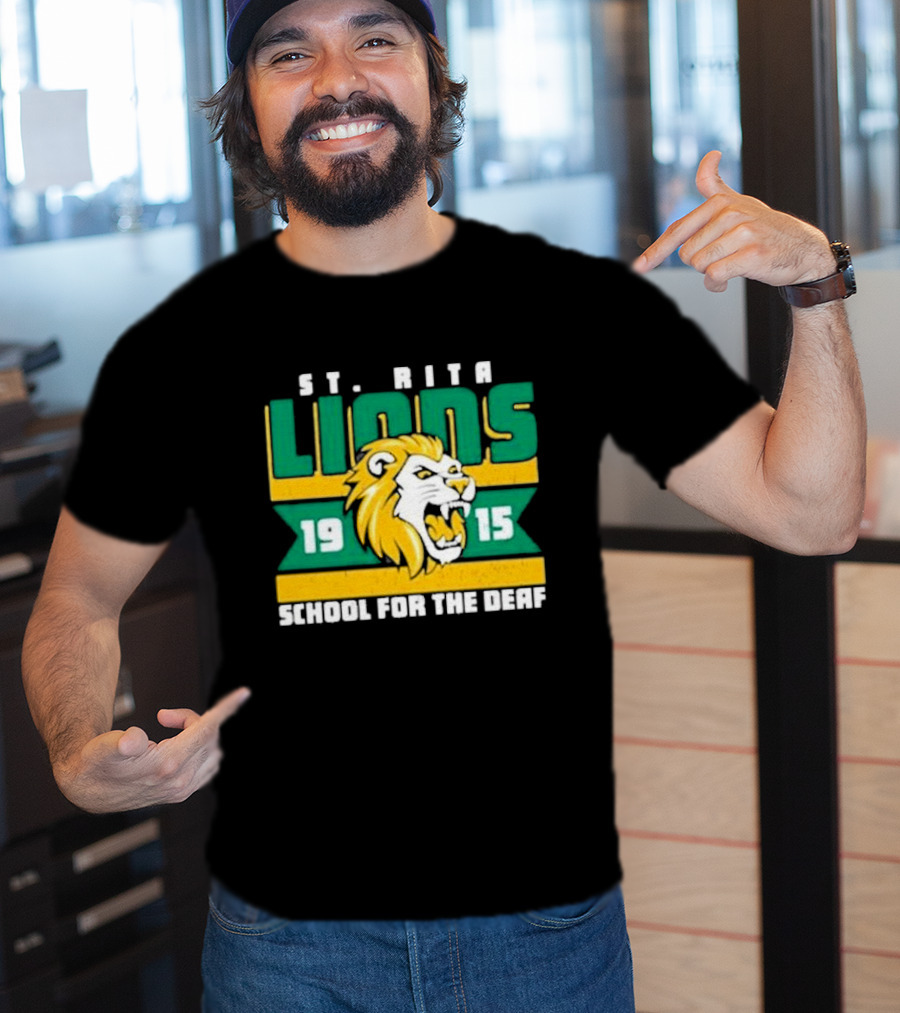 St. Rita Lions 1915 School For The Deaf Roaring Lion Emblem T-Shirt