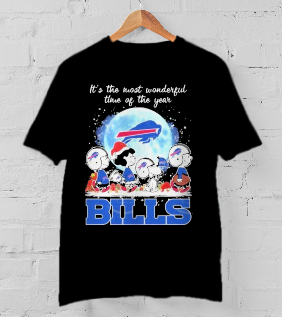 It's The Most Wonderful Time Of The Year Buffalo Bills Peanuts Football Holiday T-Shirt