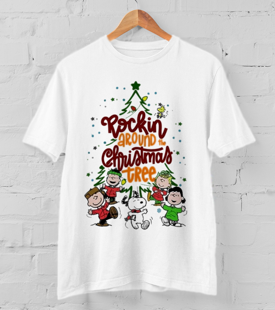 Snoopy Rockin Around The Christmas Tree Merry Christmas T-Shirt