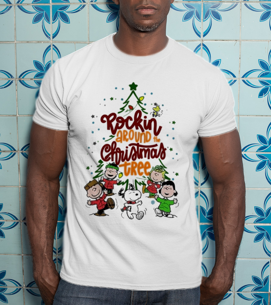 Snoopy Rockin Around The Christmas Tree Merry Christmas T-Shirt