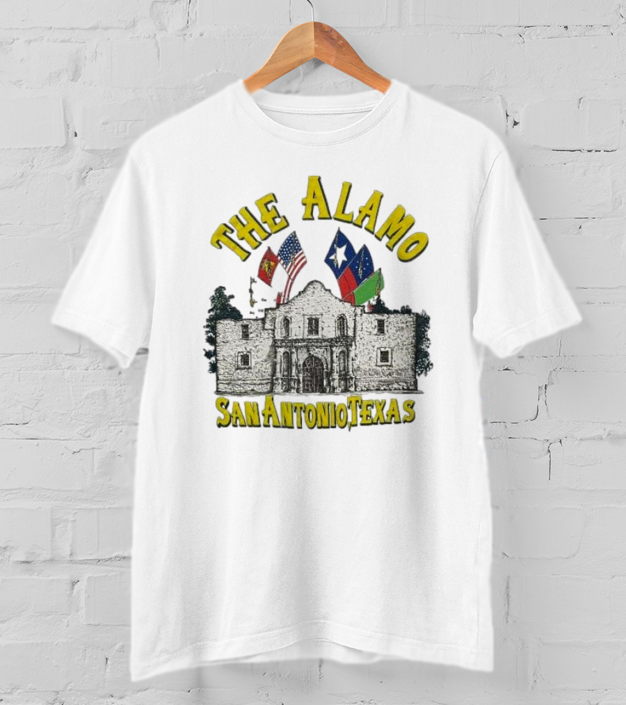 The Alamo San Antonio Texas Flags Historic Landmark Image T-Shirt