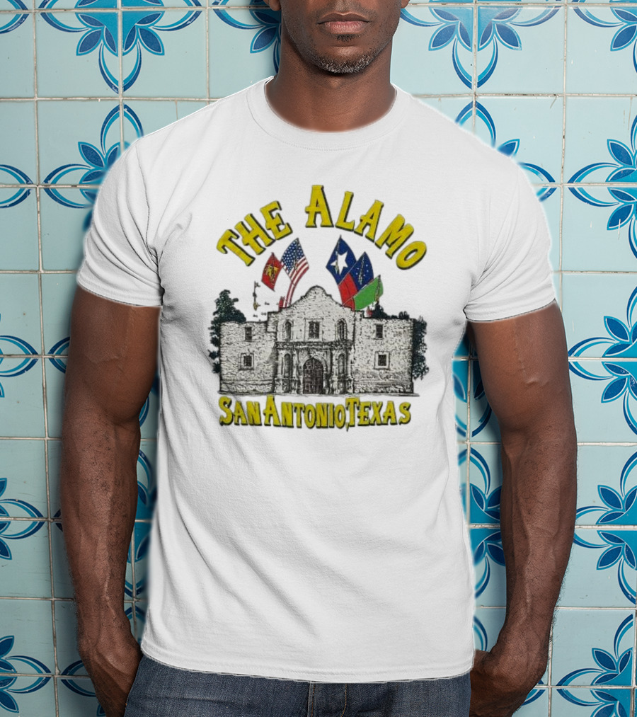 The Alamo San Antonio Texas Flags Historic Landmark Image T-Shirt