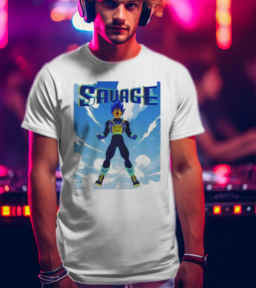 Vegeta Blue Saiyan Savage Super Warrior Transformation Scene T-Shirt