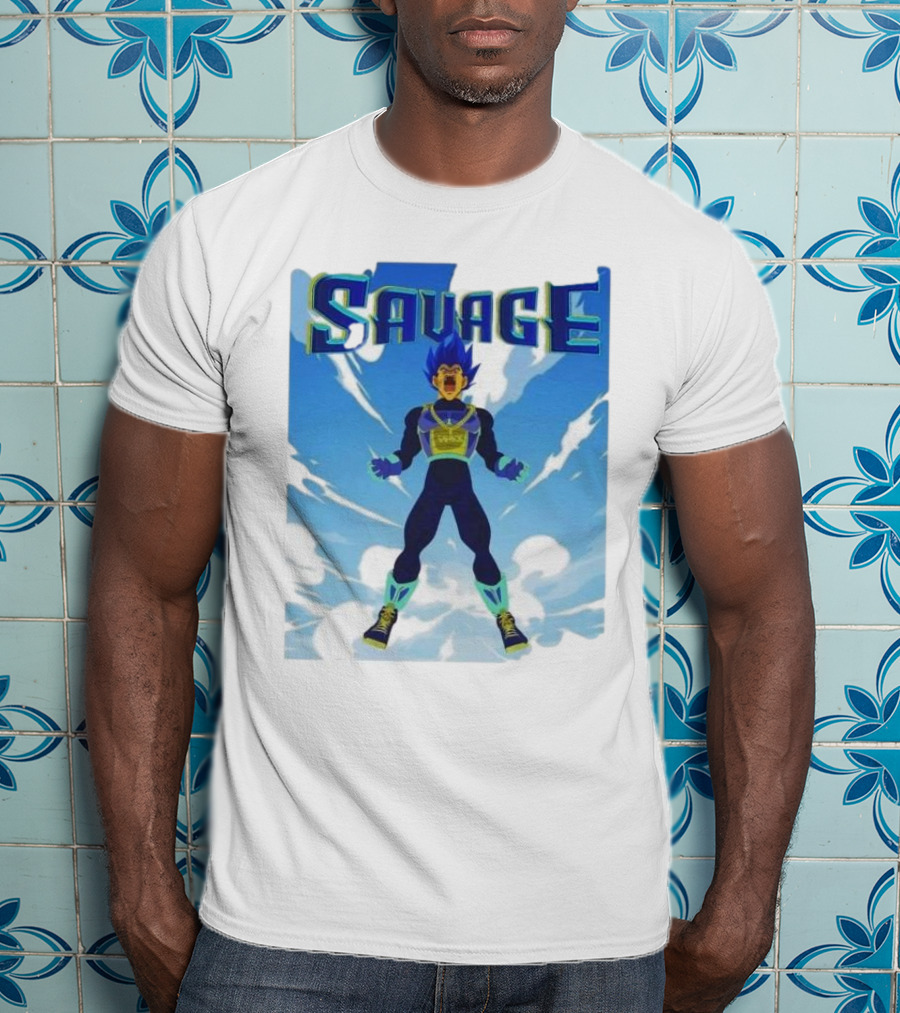 Vegeta Blue Saiyan Savage Super Warrior Transformation Scene T-Shirt