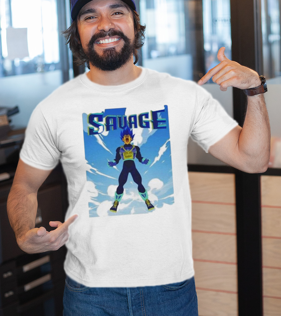 Vegeta Blue Saiyan Savage Super Warrior Transformation Scene T-Shirt