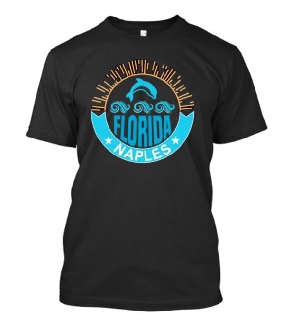 Naples Florida Dolphin Waves Sunburst Stars T-Shirt