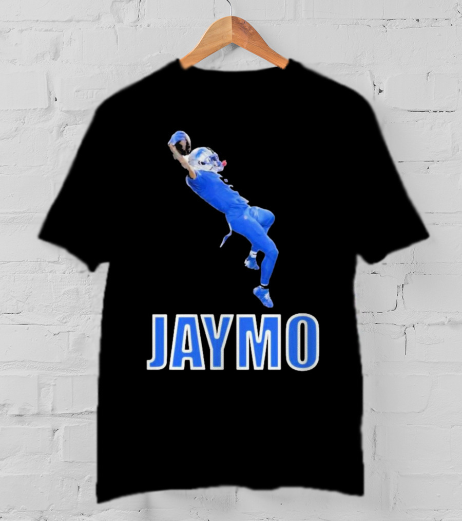 Jaymo Football Catch Jump Athlete Sports Blue Uniform T-Shirt