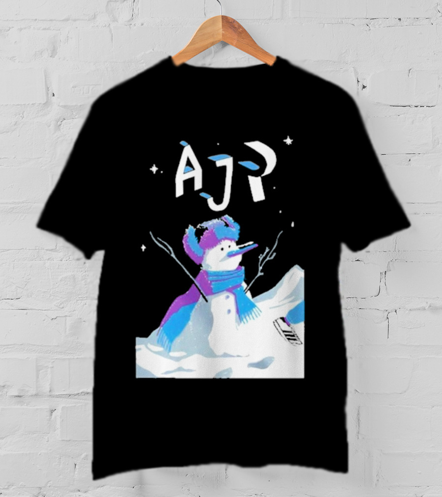 AJR Snowman With Scarf And Hat In Winter Scene T-Shirt