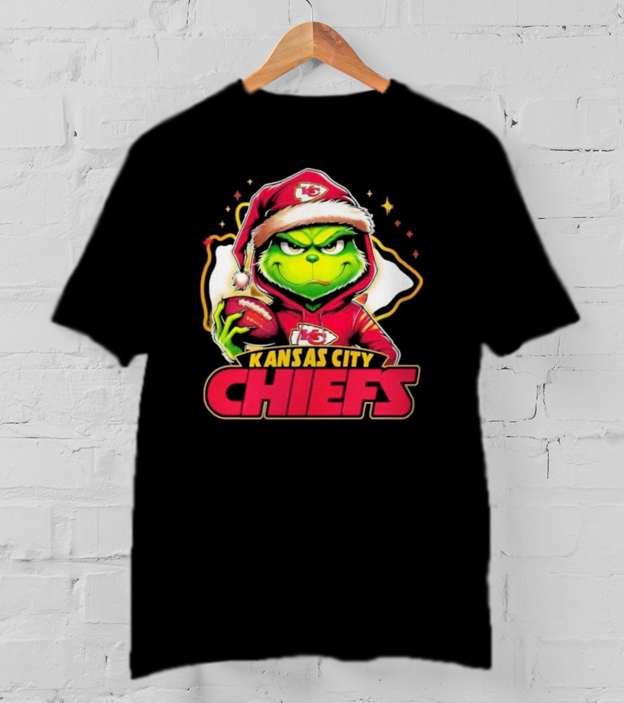 Kansas City Chiefs Grinch Santa Football T-Shirt