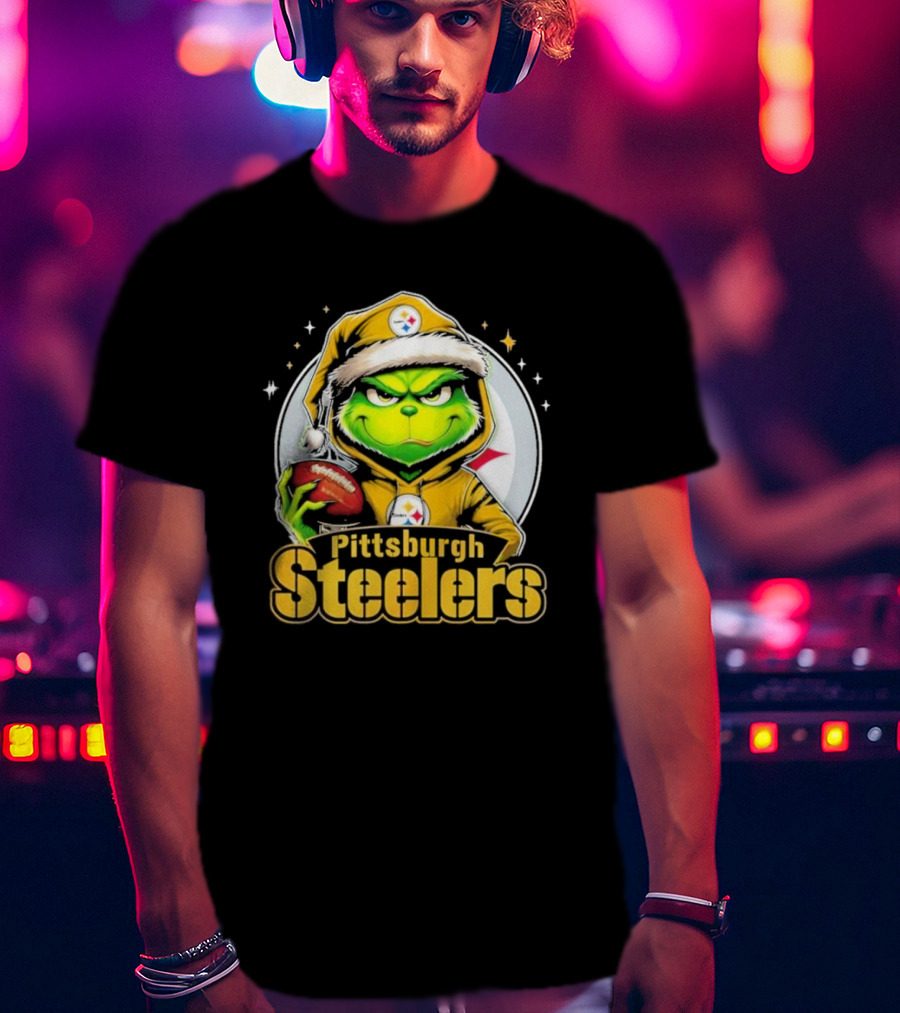 The Grinch Pittsburgh Steelers Christmas Football Crossover T-Shirt