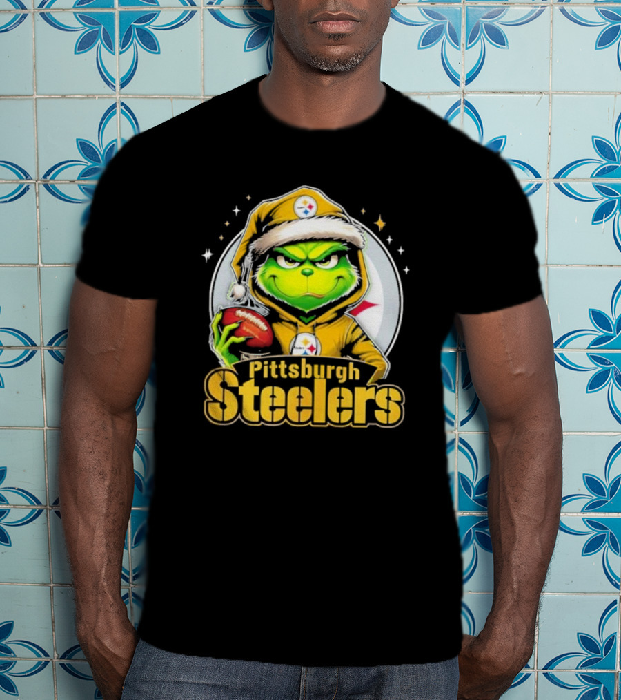 The Grinch Pittsburgh Steelers Christmas Football Crossover T-Shirt