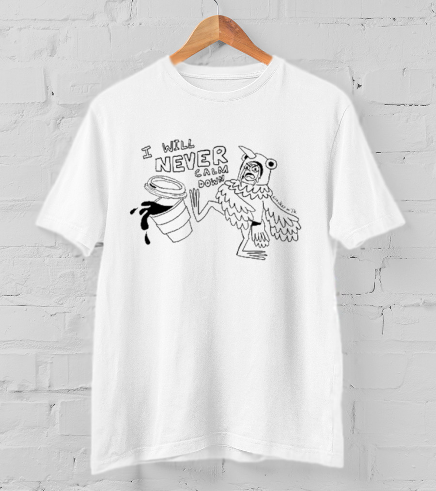 I Will Never Calm Down Angry Bird Costume Coffee Spill T-Shirt