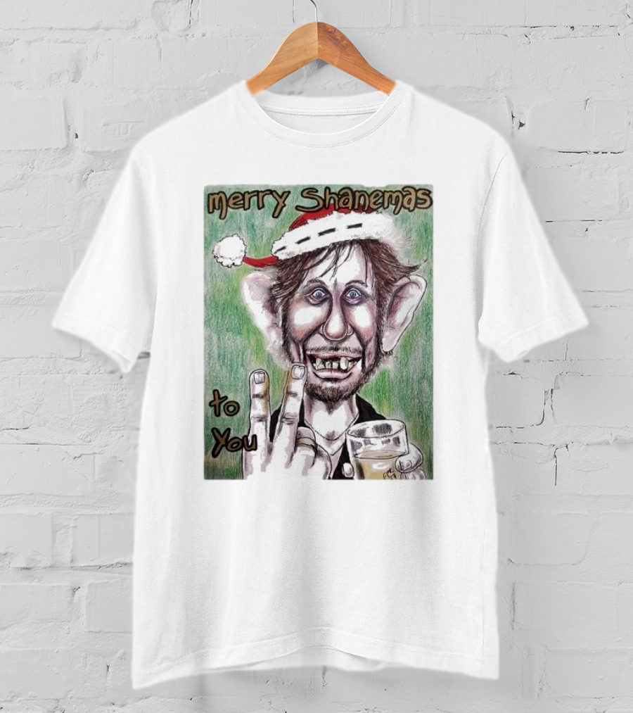 Merry Shanemas To You Shane MacGowan Christmas Card Drawing T-Shirt