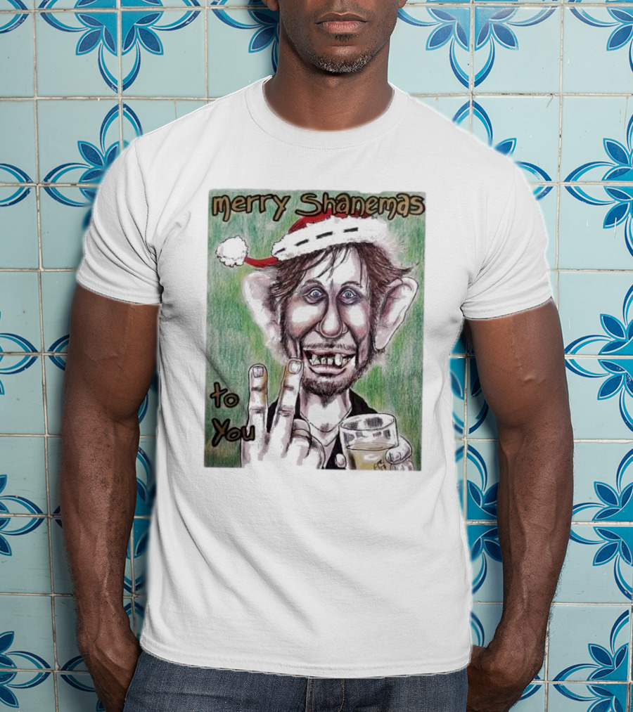 Merry Shanemas To You Shane MacGowan Christmas Card Drawing T-Shirt