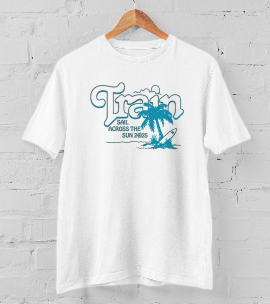 Train Sail Across The Sun 2025 Palm Surfboard T-Shirt