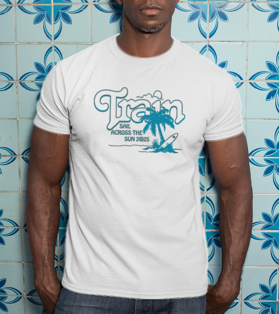 Train Sail Across The Sun 2025 Palm Surfboard T-Shirt