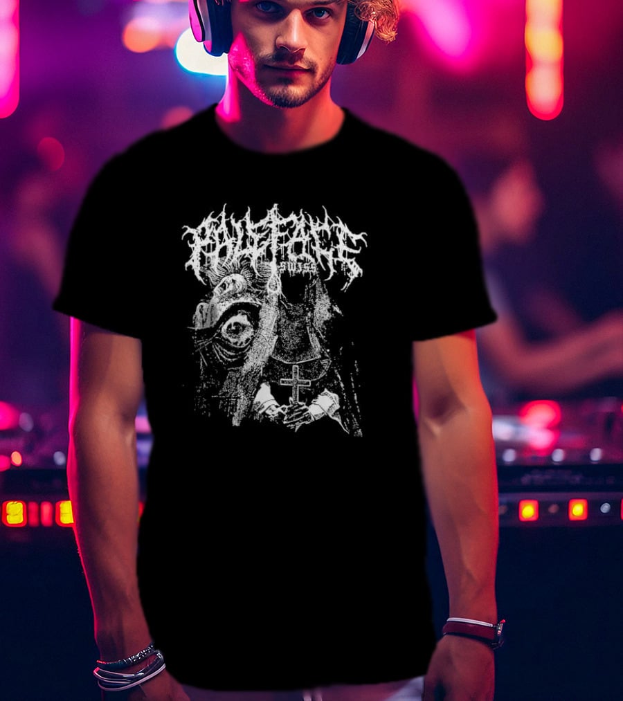 Paleface Swiss Orphan Monochrome Cross And Veiled Figure With Distorted Face T-Shirt