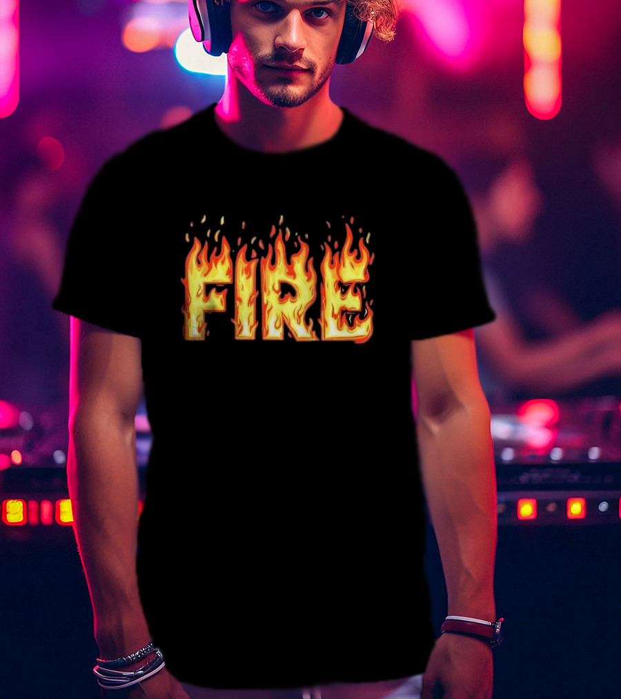 Fire Flames Text T-Shirt