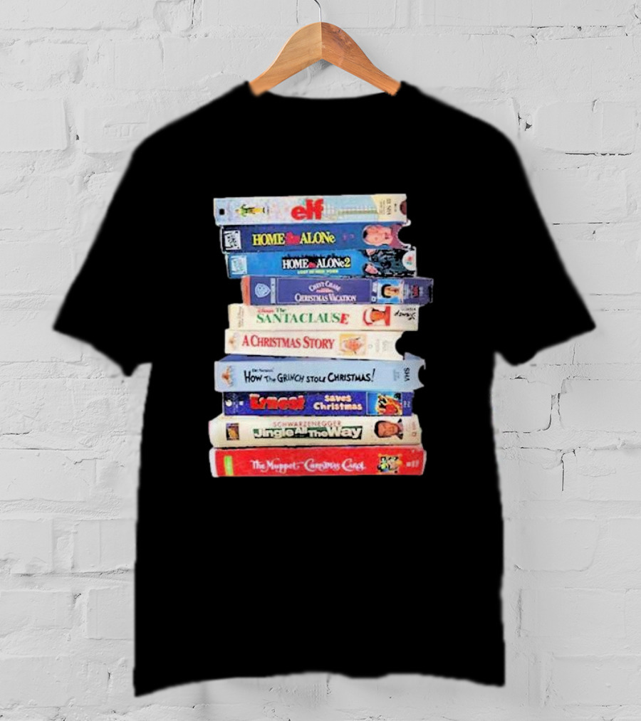Elf Home Alone Christmas Vacation Santa Clause A Christmas Story Grinch Ernest Jingle All The Way Muppet Christmas Carol VHS Tapes T-Shirt