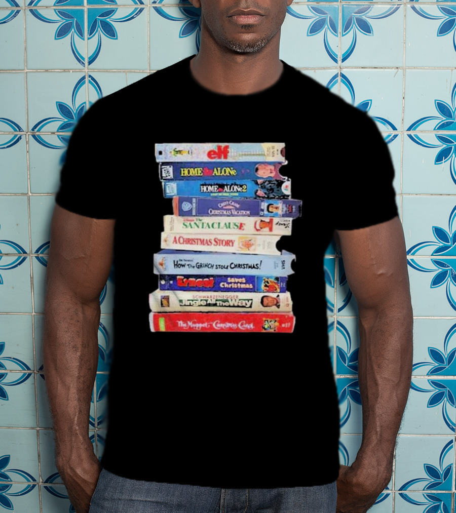 Elf Home Alone Christmas Vacation Santa Clause A Christmas Story Grinch Ernest Jingle All The Way Muppet Christmas Carol VHS Tapes T-Shirt