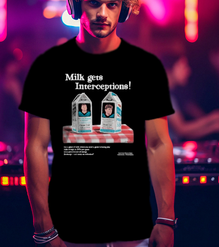 Milk Gets Interceptions Football Game-Winning Play Energy Drink Philadelphia T-Shirt