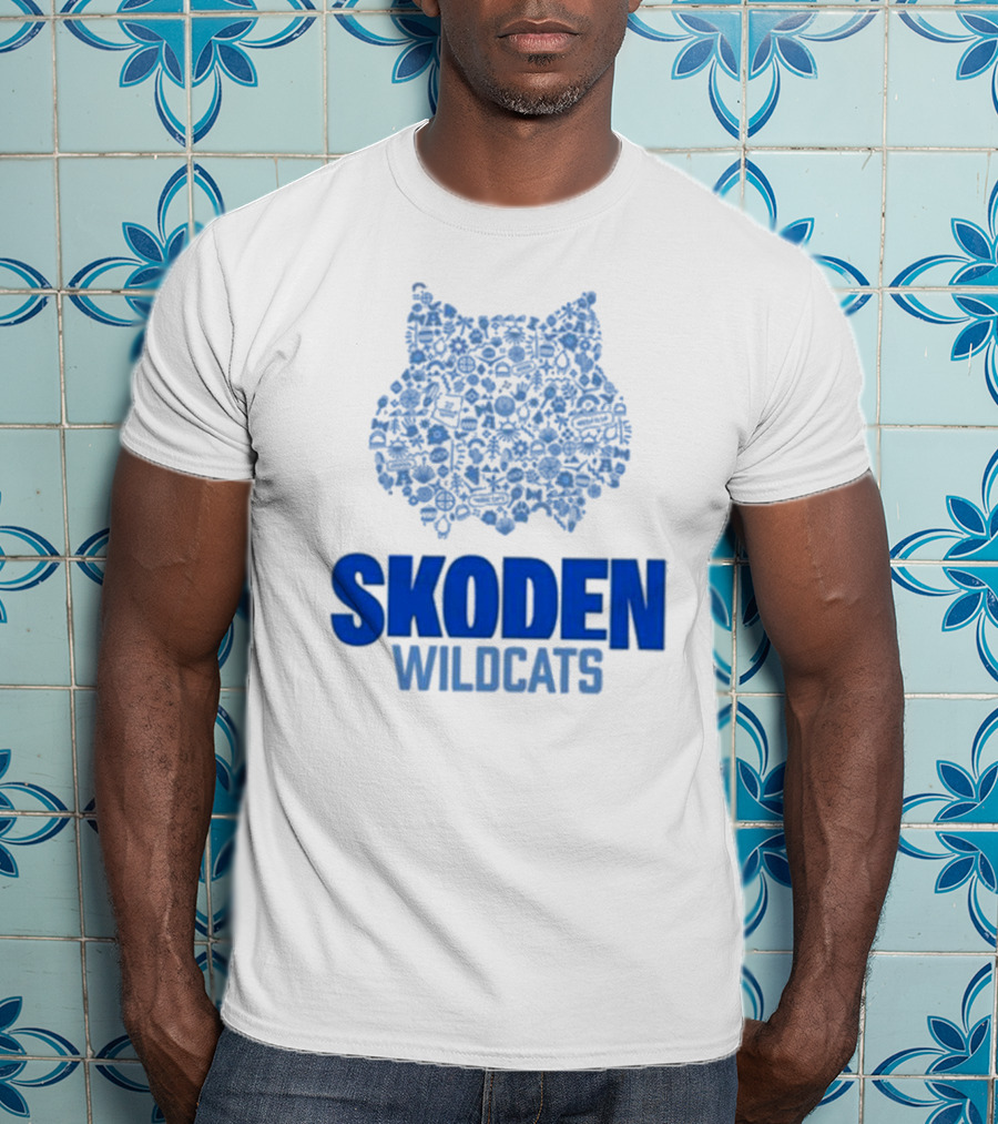 Skoden Wildcats Blue Emblem With Symbols T-Shirt
