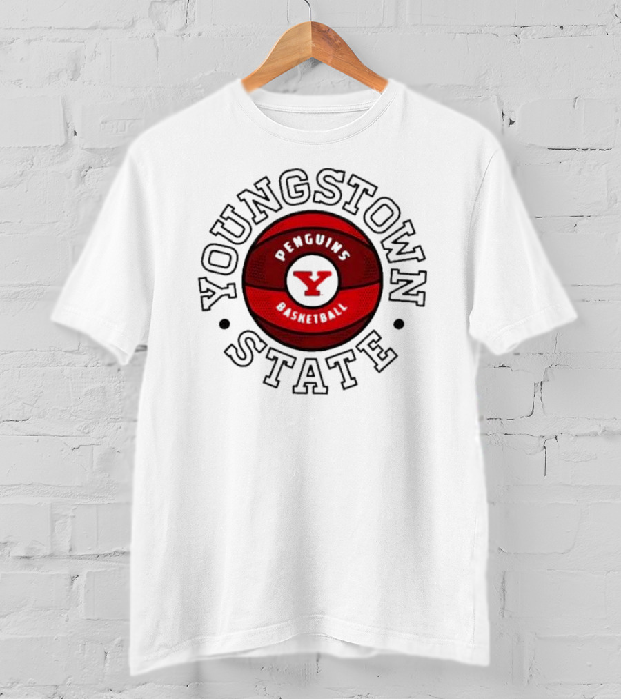 Youngstown State Penguins Basketball Red Ball Emblem T-Shirt