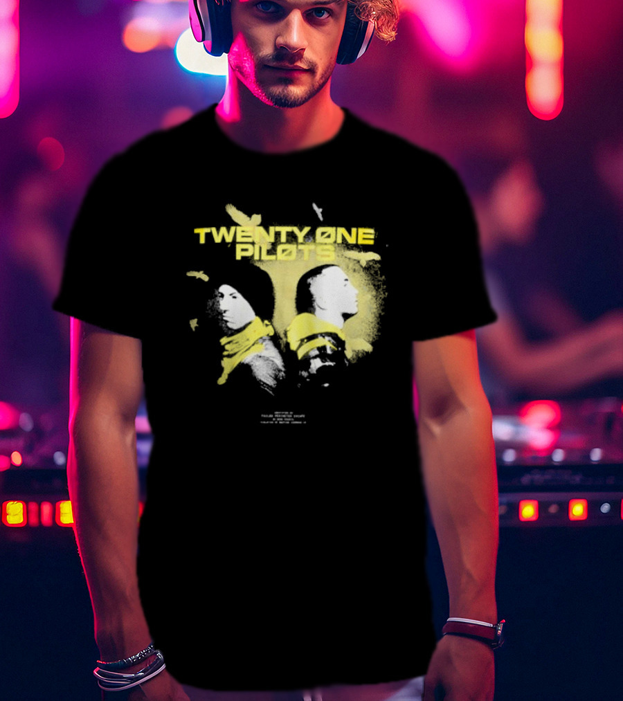 Twenty One Pilots Back 2 Back Eagle Silhouette Duo Yellow Accents T-Shirt