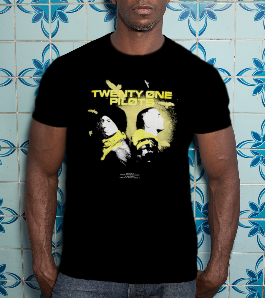 Twenty One Pilots Back 2 Back Eagle Silhouette Duo Yellow Accents T-Shirt