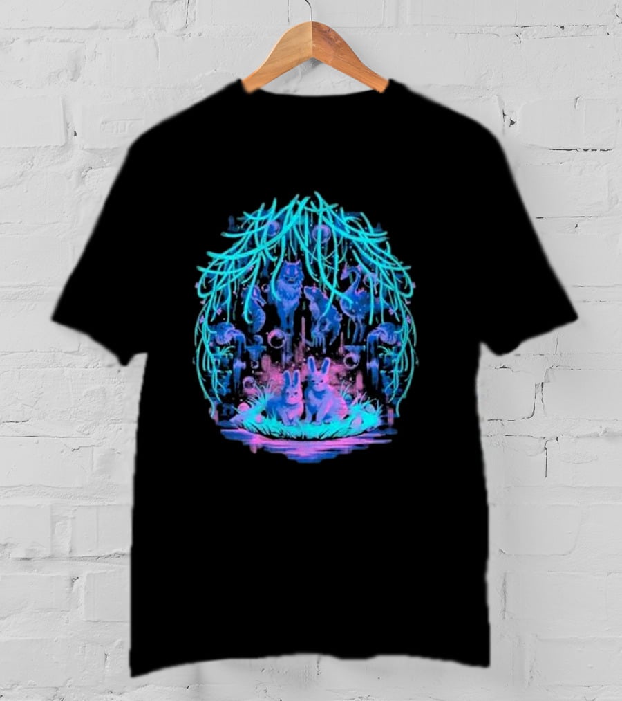 Animal Well Clandestine Creatures Glowing Forest Scene T-Shirt