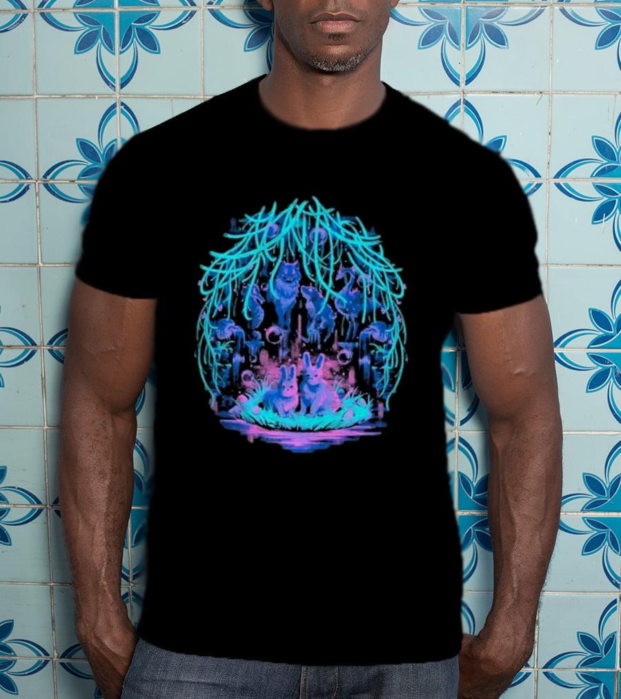 Animal Well Clandestine Creatures Glowing Forest Scene T-Shirt