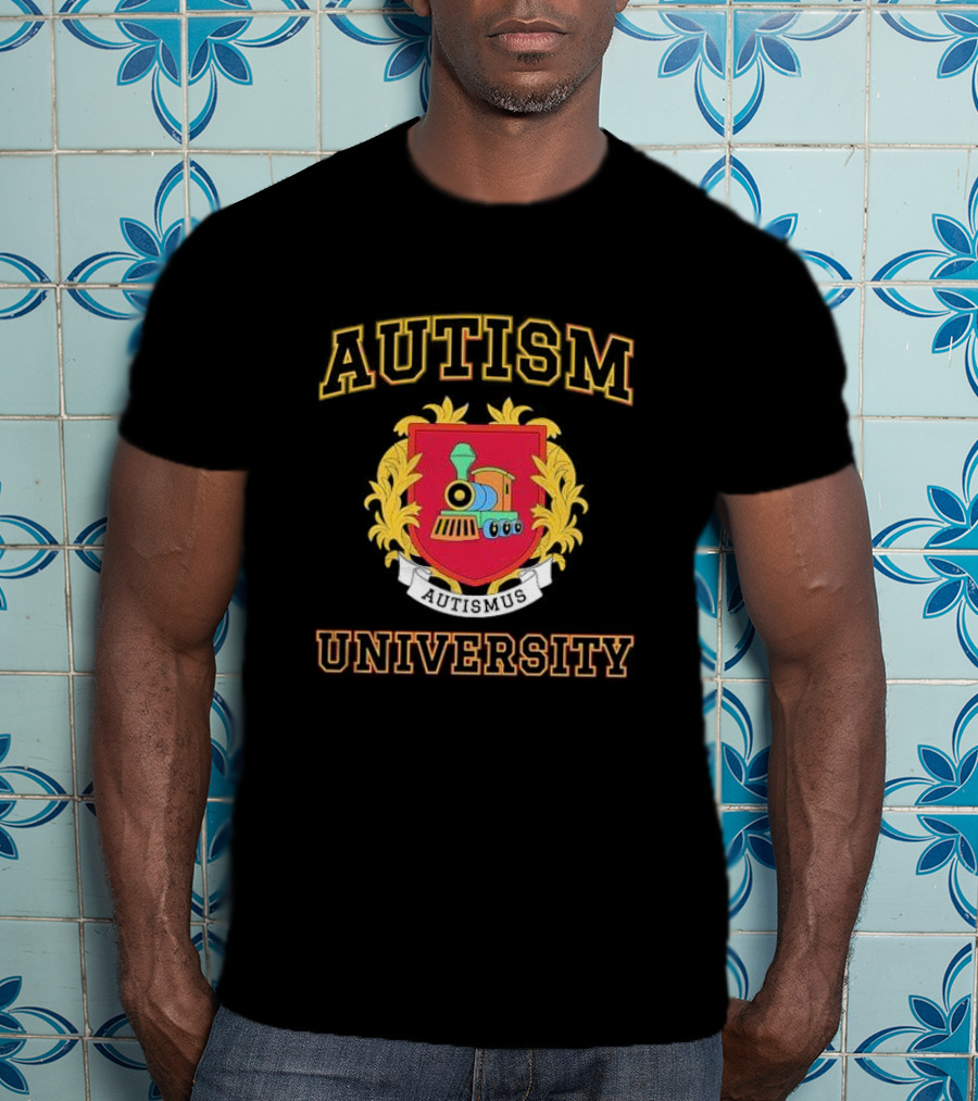 Autismus Autism University Train Emblem Crest T-Shirt