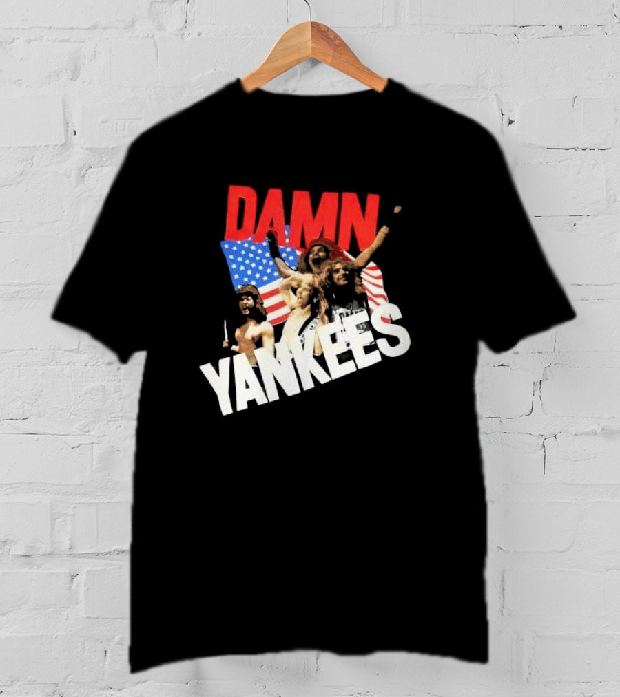 Damn Yankees Band With American Flag Background T-Shirt
