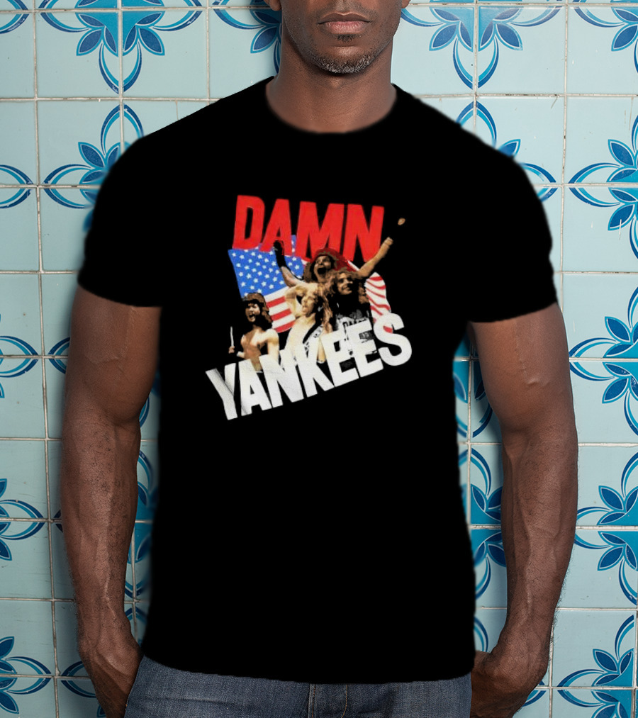 Damn Yankees Band With American Flag Background T-Shirt
