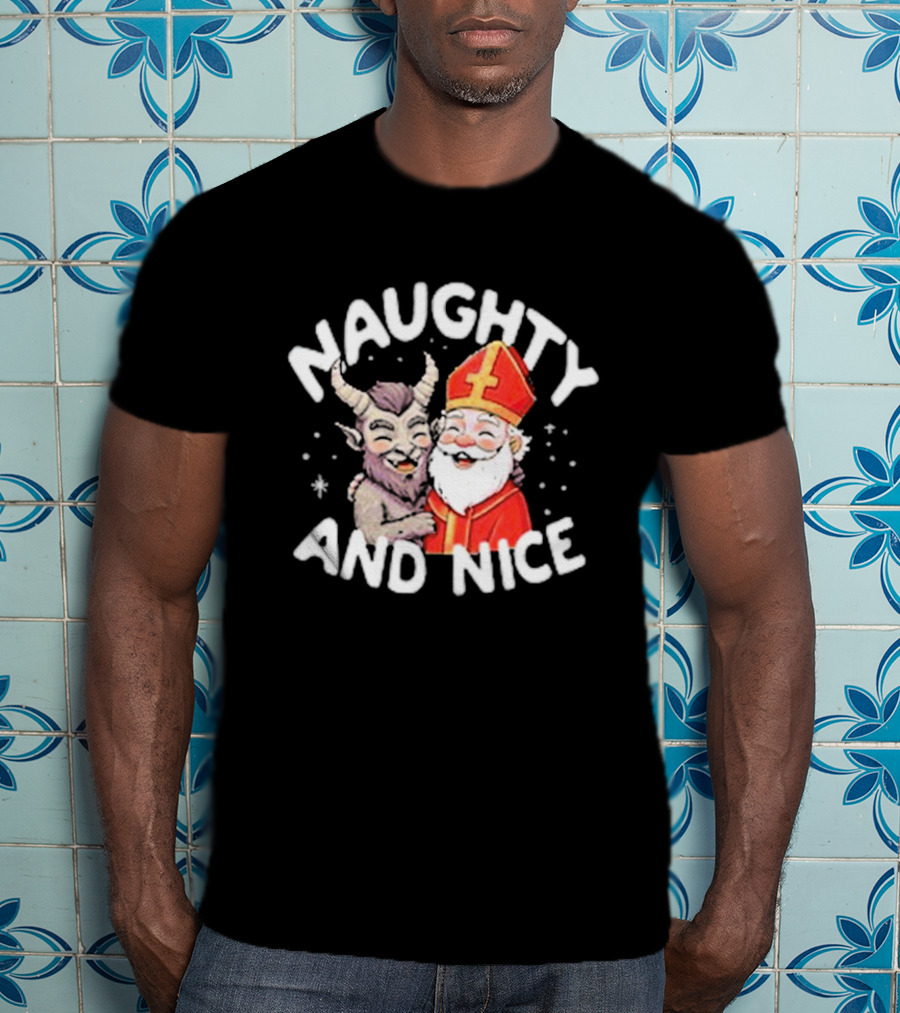Naughty And Nice Krampus And Saint Nicholas T-Shirt