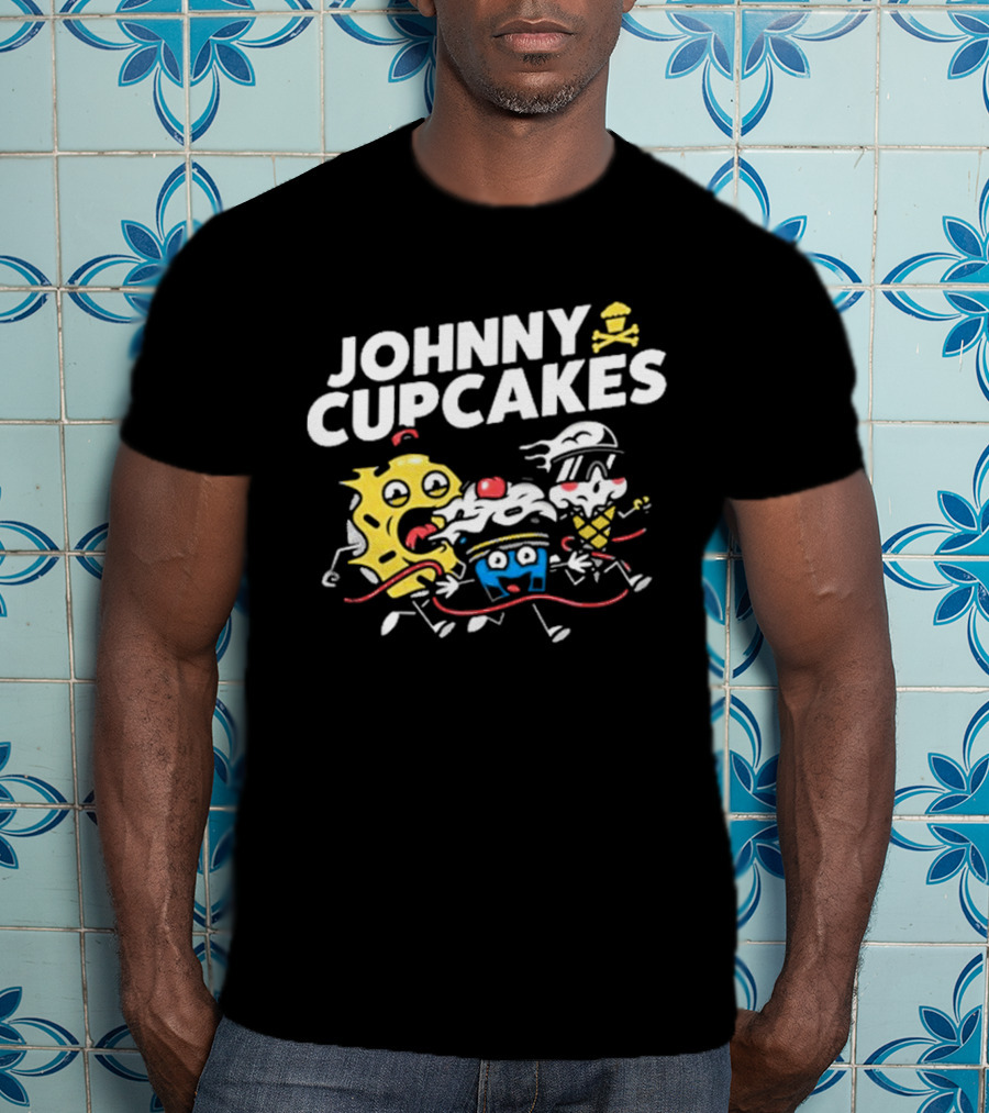 Johnny Cupcakes Candy Characters Racing Fun Austin TX Conference Alley T-Shirt