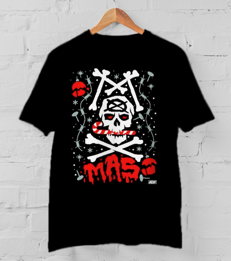 AEW Jon Moxley Xmas Skull Candy Cane Holiday T-Shirt