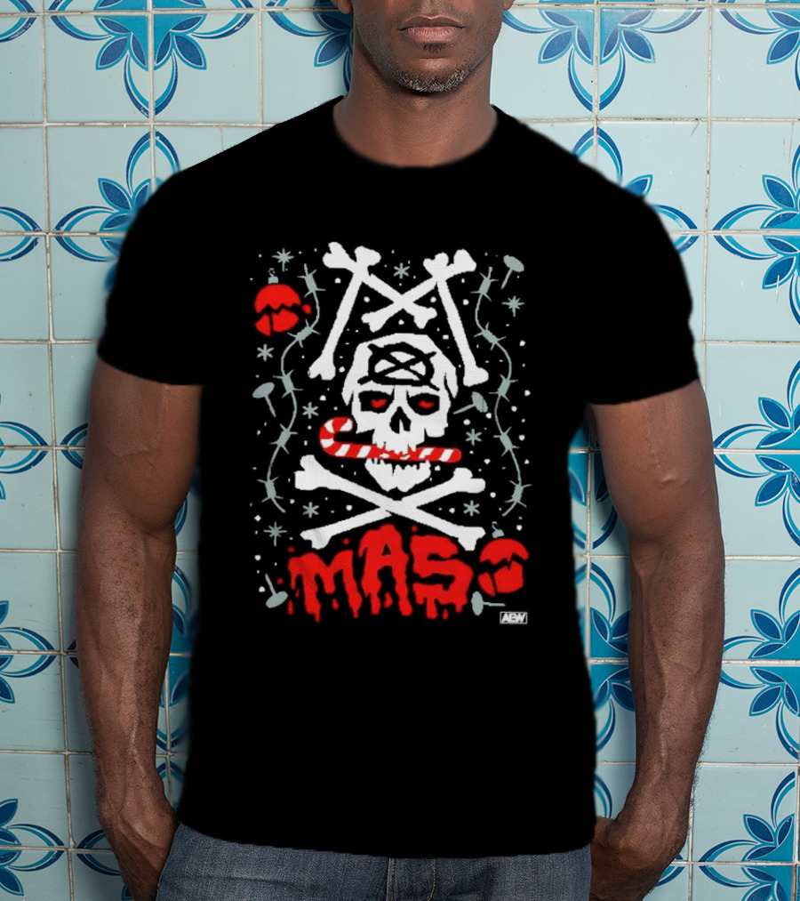 AEW Jon Moxley Xmas Skull Candy Cane Holiday T-Shirt