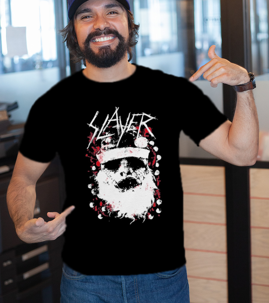 Slayer Dead Skin Santa Skull Iconic Holiday T-Shirt