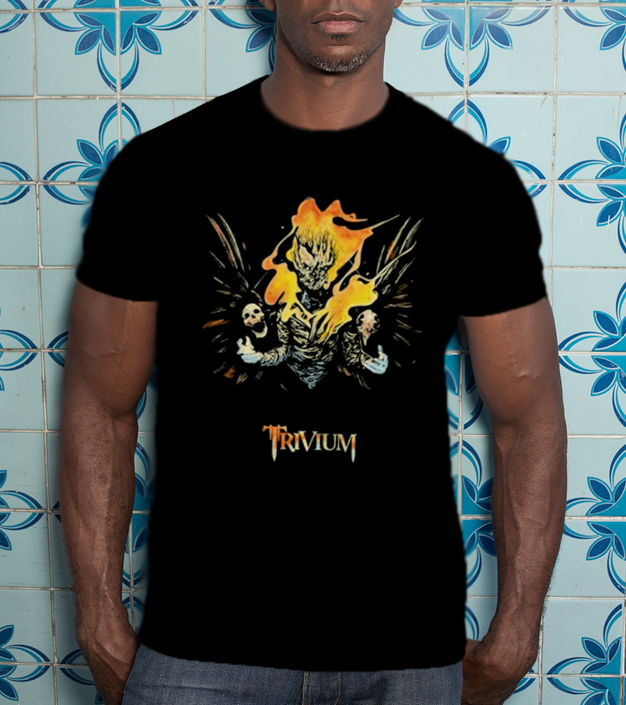 Trivium Fire Sword Flaming Demon Skulls T-Shirt