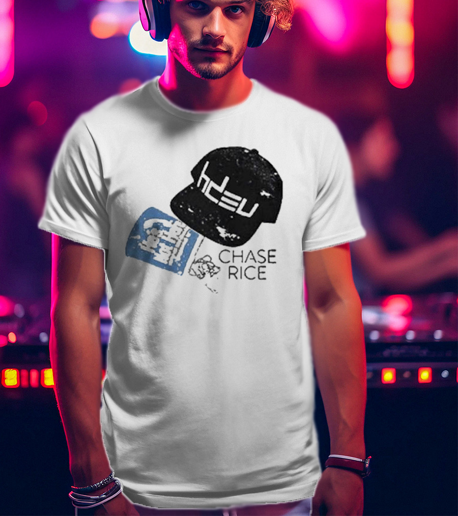 CHASE RICE HDEU Gear Hat And Blue He’s Not Here Text T-Shirt