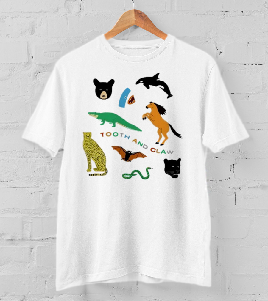 Tooth And Claw Animals Bear Shark Dolphin Horse Crocodile Cheetah Bat Snake Panther Pigment Plum T-Shirt
